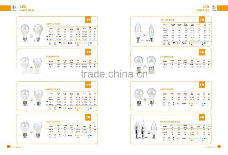 C37 510lm 7w equal to 50w E12 PC and Aluminum light candle