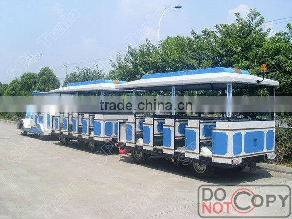 Diesel road train, Trackless train for kids, amusement park equipment, cartoon train for children