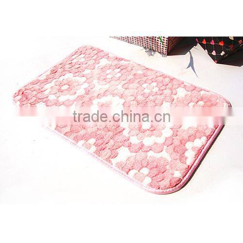 High Quality Blossoming flowers printed Indoor Soft coral fleece carpet rug bathmat-pink