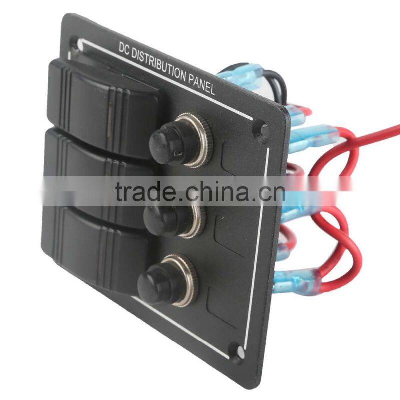 Marine/Boat/RV/Yacht 3 Gang Aluminum LED Waterproof Rocker Switch Panel
