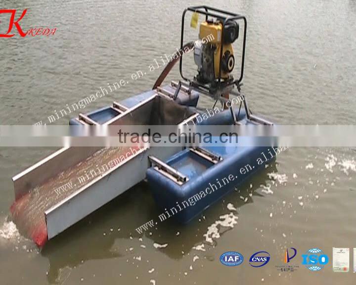 Profession make mini dredge for gold used in small river