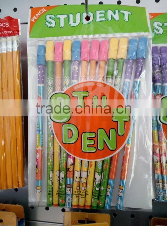 cheap wholesale wooden pencil with eraser
