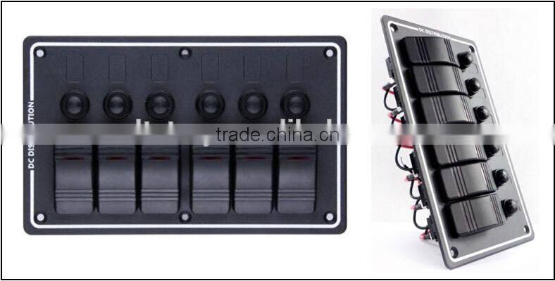 6 GANG LED Waterproof Rorcker Switches Aluminum Panel