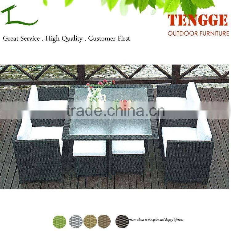 YH-5121 outdoor furniture rattan space-saving dining table and chair set