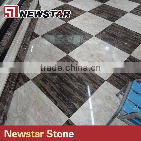 Newstar Black And Gold Marble Waterjet Floor Medallion Tile For Sale Mosaic