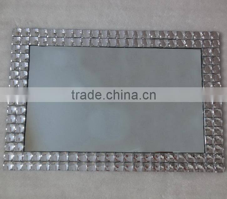 frameless round acrylic beaded wall mirror for home decoration