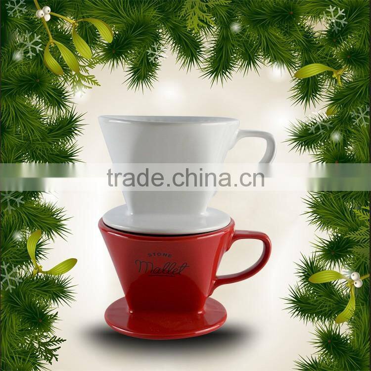 Factory wholesale Christmas promotional porcelain filter tool, ceramic cone coffee dripper