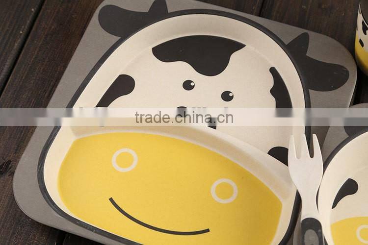 2016 hot sale biodegradble bamboo fibre kid's dinner set