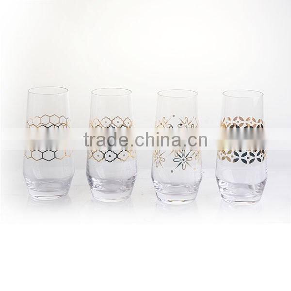 19oz gold crystal fancy highball industries glassware