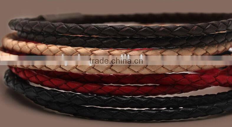 New arrival real leather 2016 Fashion Charm Mens braided Bracelet / woman leather bracelet