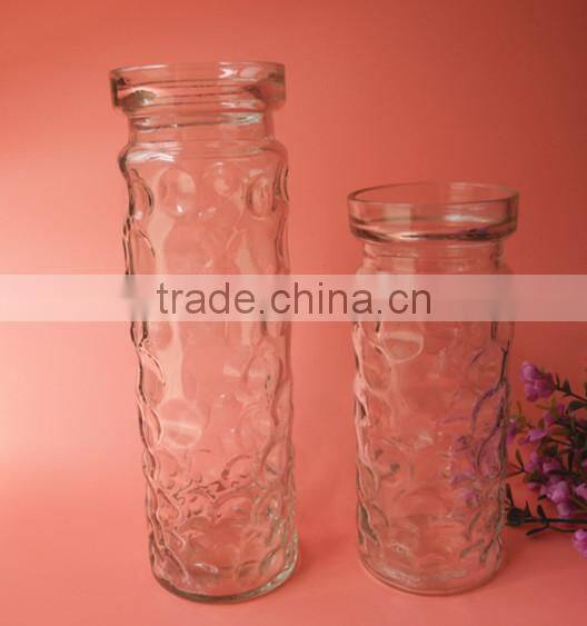 clear relief pillar glass flower pot