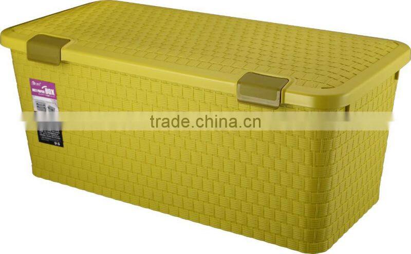 Decrative Plastic Rattan Basket With Lid