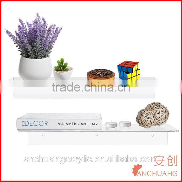 Clear Acrylic Floating Shelf / Wall Mounted Display Organizer, Set of 2