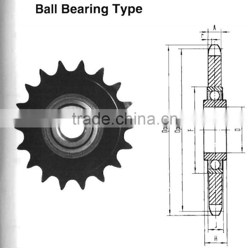 OEM customized hardened teeth high speed roller chain ball bearing idler sprocket