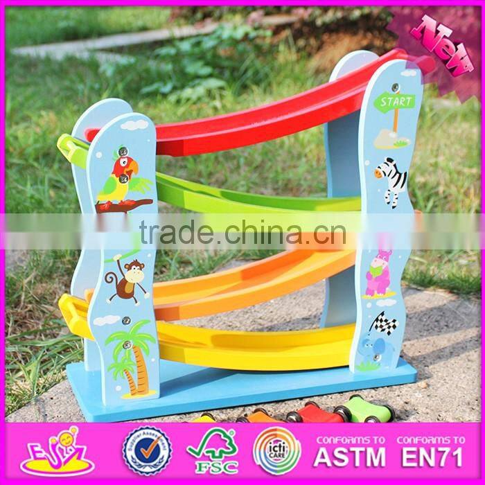 2017 new design 4 levels funny kids wooden race track toy W04E053
