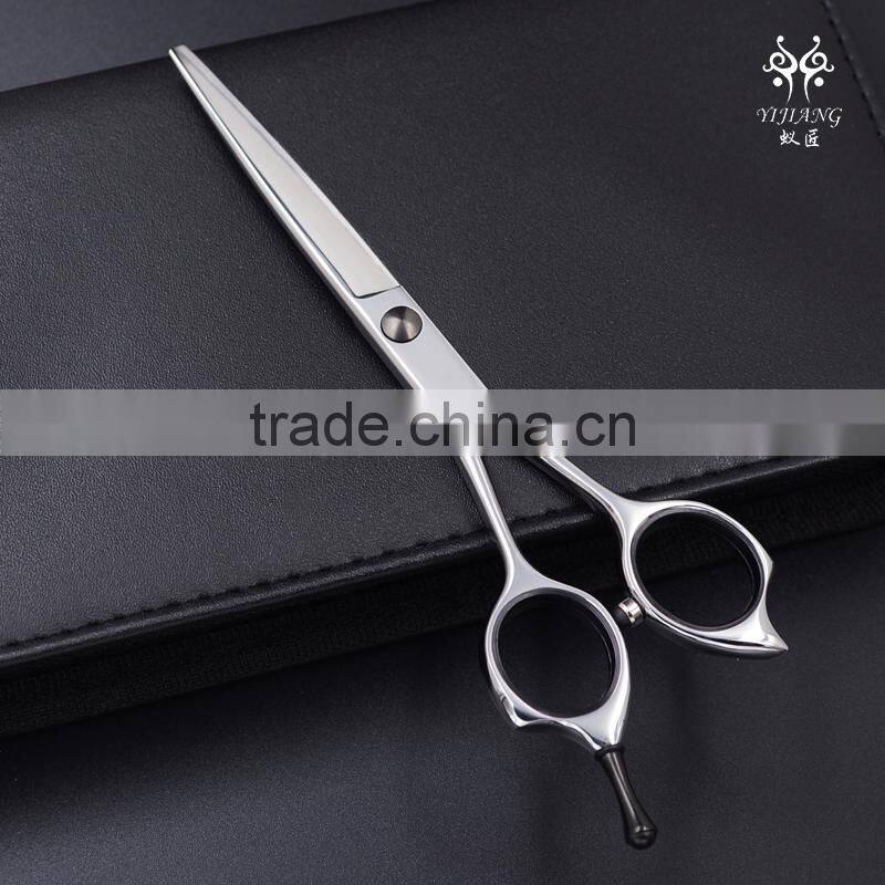 Hairdressing scissors with opposing handle for hair accessories