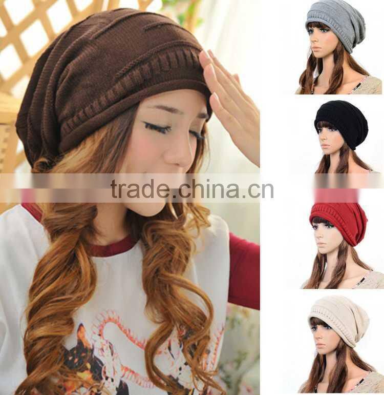 Cheap Knitting Wool Hip Hop Women Winter Knitted Beanie Hat