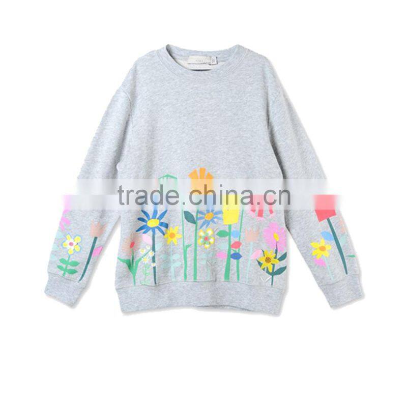 Grey Graphic Flowers Betty Sweatshirt Kid Clothing Wholesle Childern Wear HSs5141
