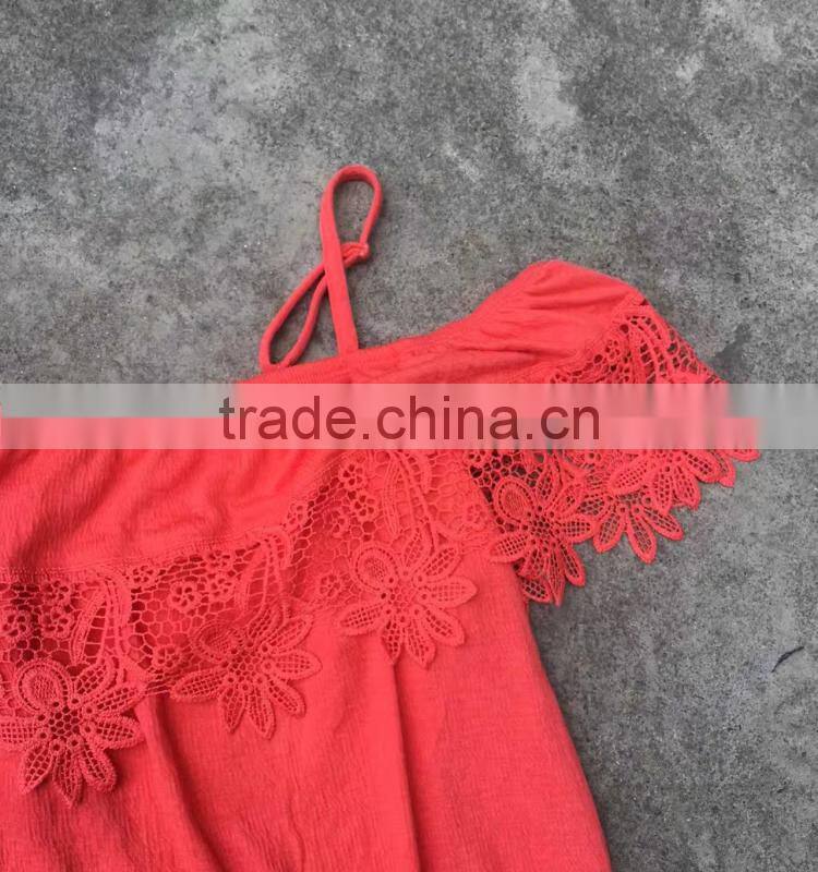 Stocklots ladies lace plain red boat neck t-shirts