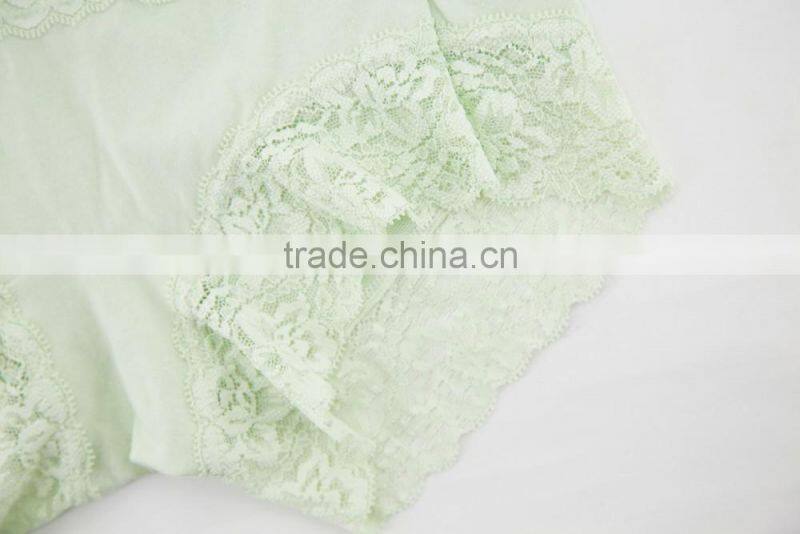 Custom Light Green 95% Cotton 5% Spandex with Lace Sexy Fancy Woman Underwear