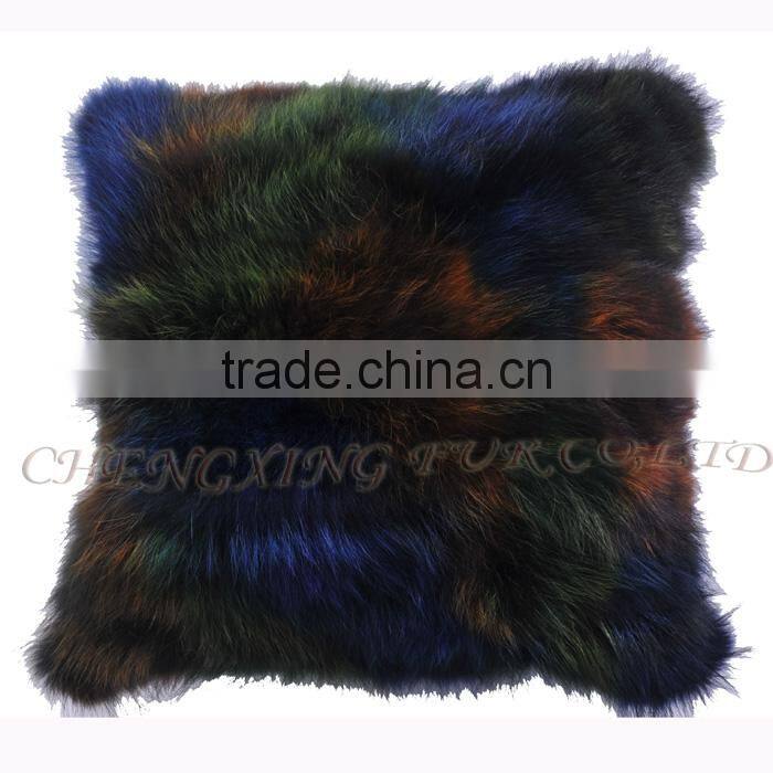 CX-D-107C Cheap Price and High Qaulity Genuine Fox Fur Patchwork Chair/Sofe Cushion Cover