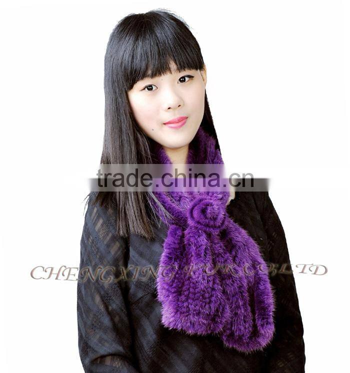 CX-S-82H Best Prices OEM Design Stock Fashion Knitted Mink Fur Ladies Scarf