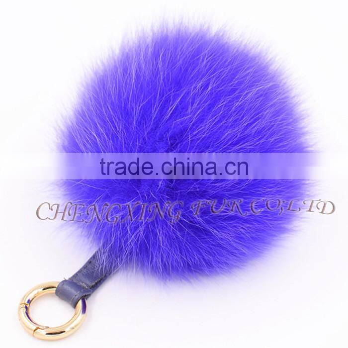 CX-A-63 New Promotional Fox Fur Ball Fur Pom Keychain with Fur Pompom