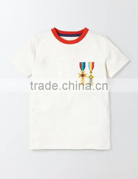 Wholesale breathable Sun wear Hand-make embroider Custom t-shirt for children wear