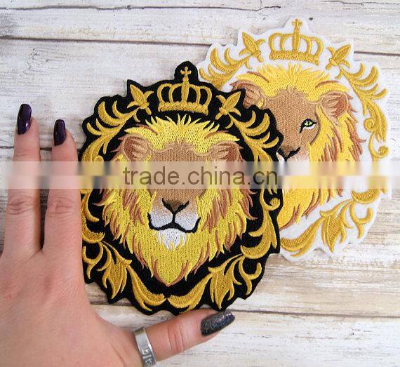 Custom high quality embroidered lion patch for clothes embroidery patch made in china choose size/color