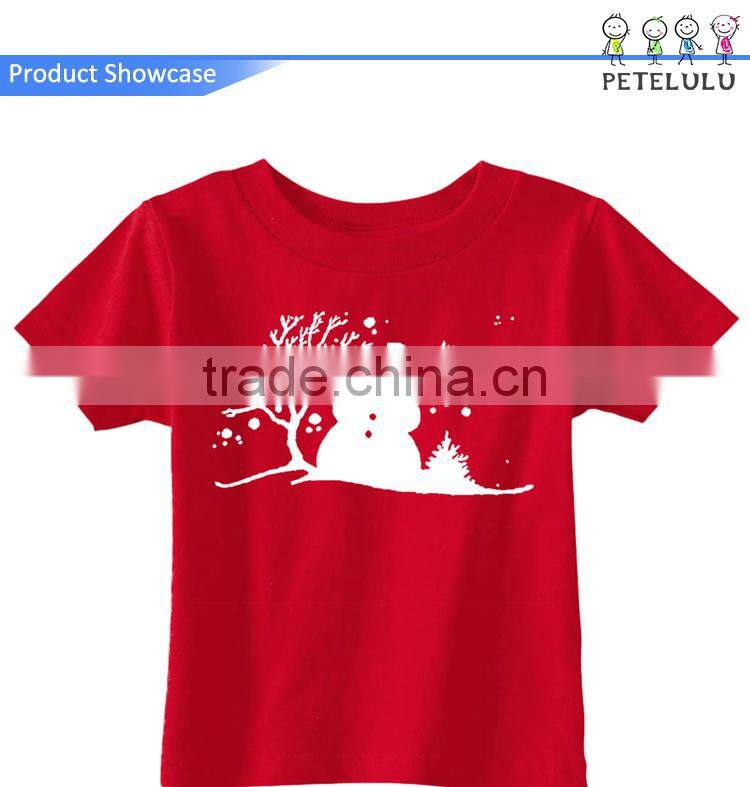 Customzied Christmas snowman printing white and black christmas clothes T shirt kidswear
