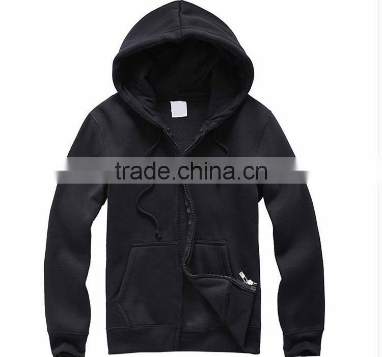 good quality custom 100% cotton plain black hoodies made in china