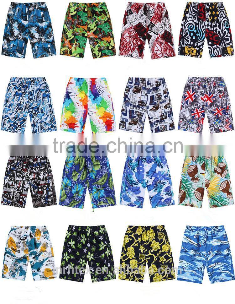 2015 Summer Fashion custom polyster and cotton printed mens beach shorts