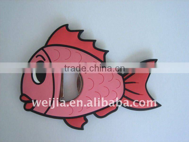 fish shape PVC magnet bottle opener