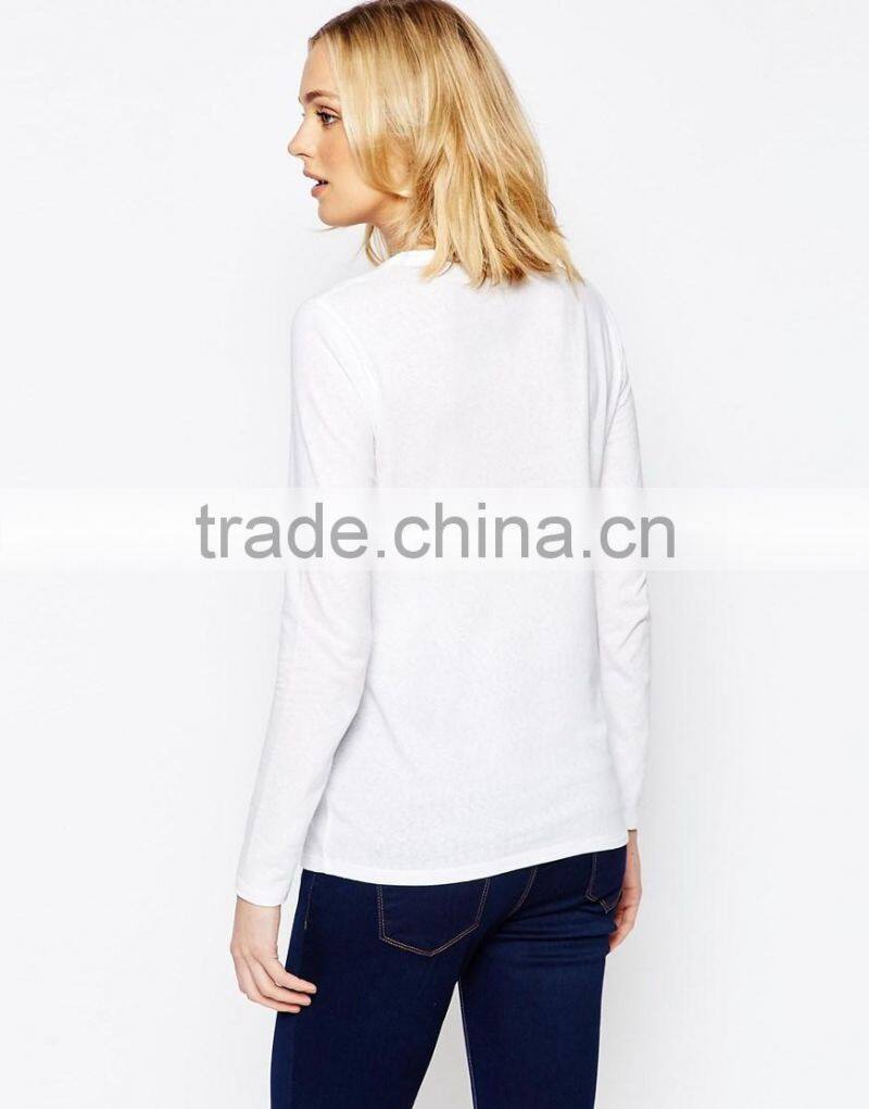 100% cotton long sleeve fashion knitted fabric o neck maternity top clothes
