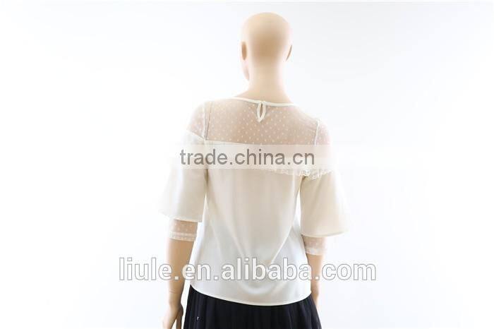 New design elegant high quality medium sleeve lace ladies blouses and tops
