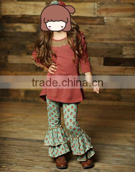 2017 yiwu children clothes latest children dress designs girl's fashion red long sheeve boutique Europe type style outfit