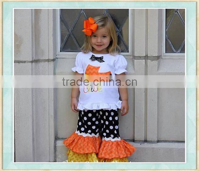 Kids clothing wholesale ruffle embroidery desgin outfit halloween hot girl colthes manufacturers photo