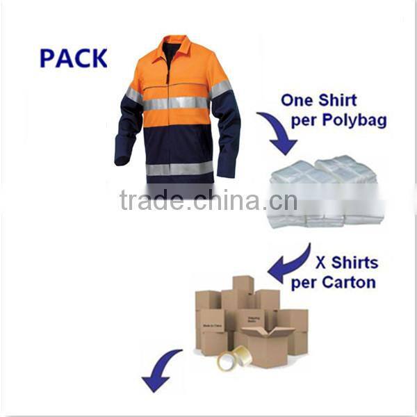 Hi vis two tones reflective tape orange navy large size long sleeve work shirt