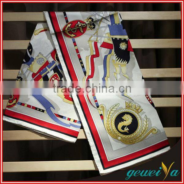 New Square Style Twill Printed Silk Scarf