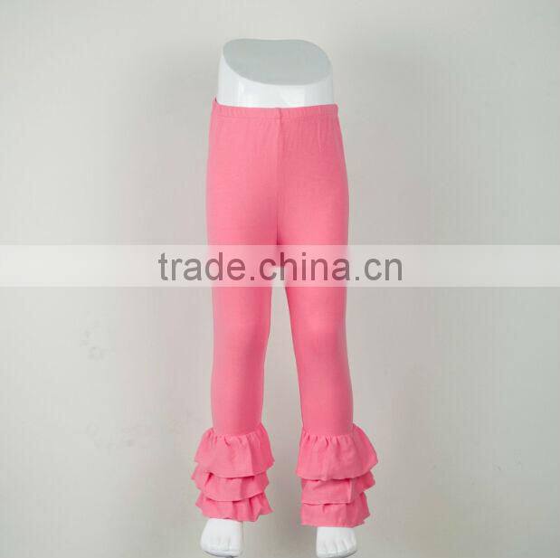 Wholesale Summer pants fashion style girls leggings Triple ruffle cotton pants baby ruffle pants for kids