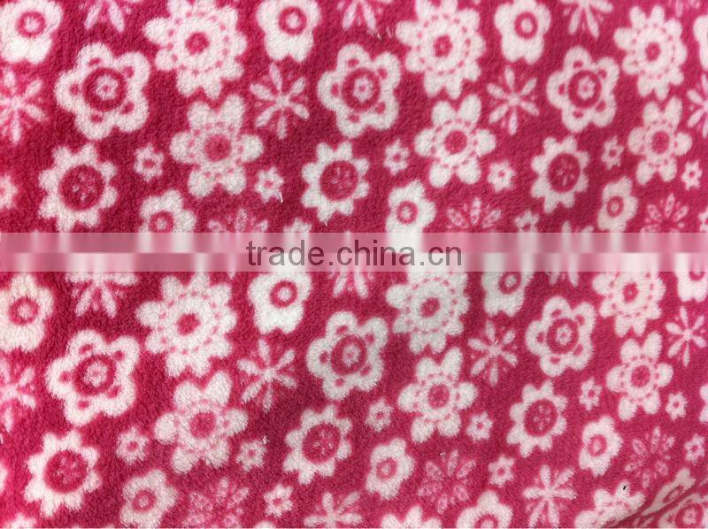 New design 100%polyester coral fleece fabric with flower