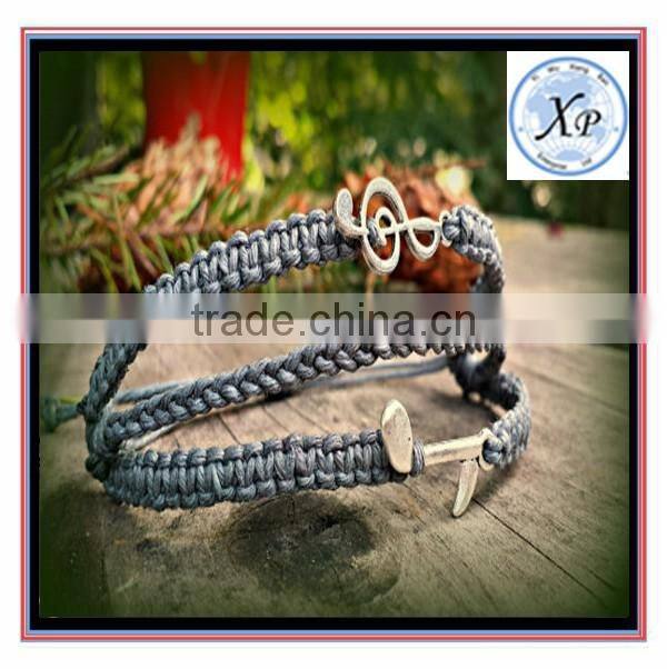 charm jewelry Hemp Music Bracelet - 3 in 1 Treble Clef and Eighth Note Charm Bracelet for women