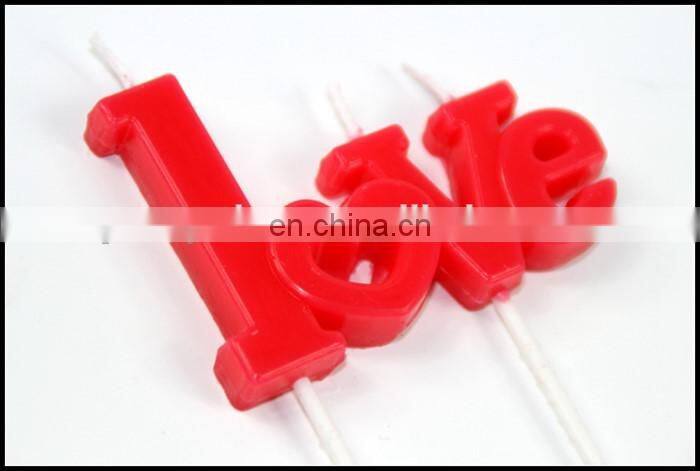 "Love" letters shaped stick cake candles favor for valentine'day