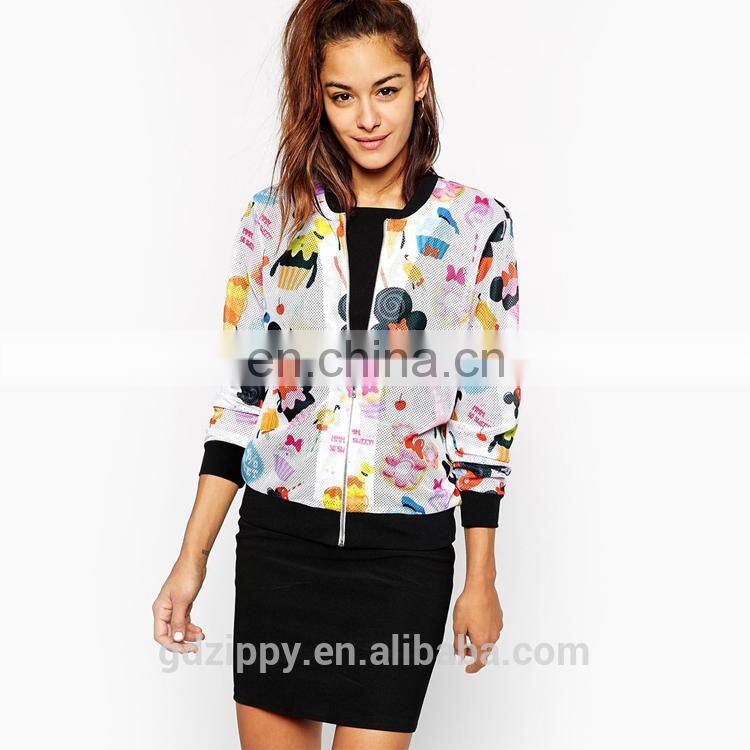 New arrival funny printing women bomber jacket wholesale