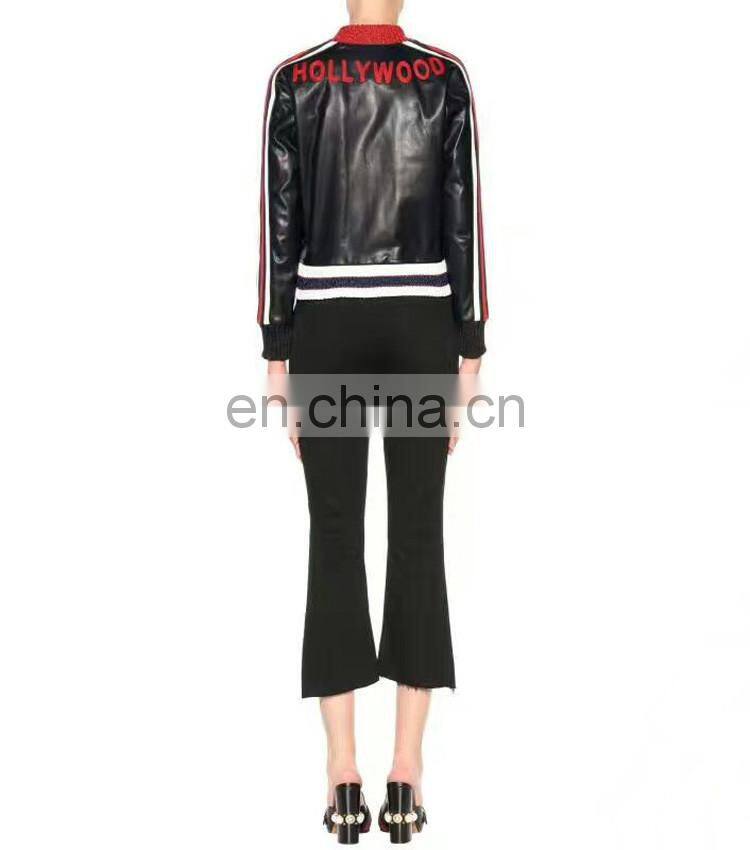 Fashion Sheep Leather Coat Ladies Long Sleeve Warm Italian Leather Coats