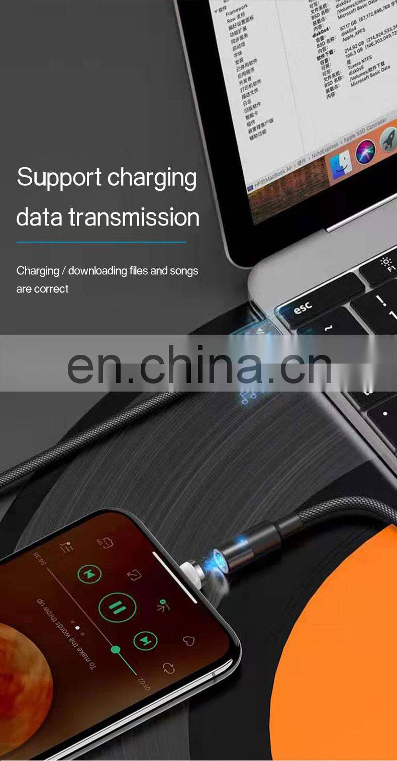 Flowing Light Led Magnetic Charging Cable Micro Usb Type C Magnet Usb Cable Streamer Phone Charger Cable For Iphone
