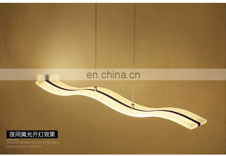 simple bedroom restaurant Acrylic stainless steel modern wave pendant light