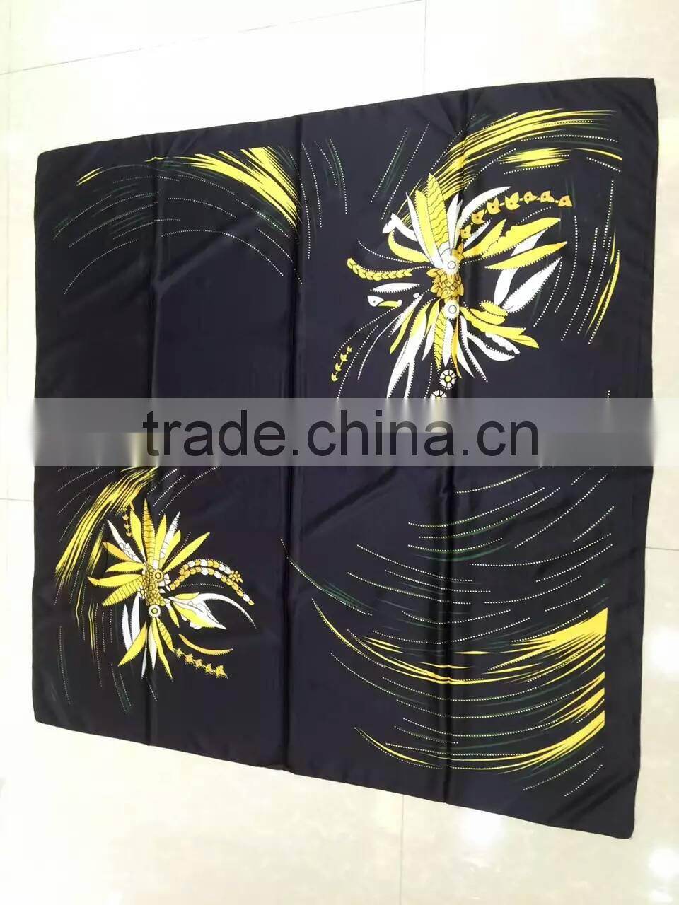 Newest 2016 printed 110*110cm silk square islamic headscarf;muslim scarf