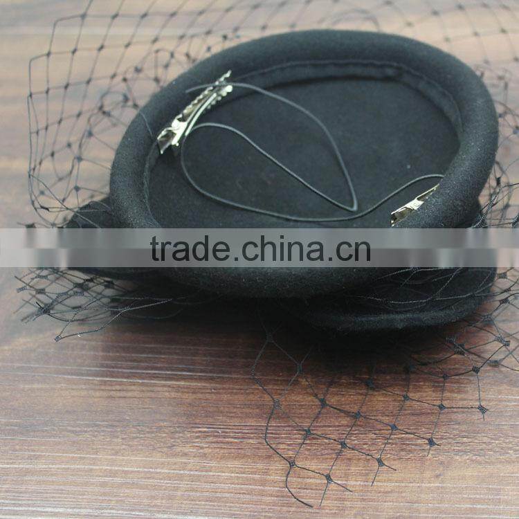 2015 Fashionable Mini Wool Hat Fascinator Hat With Veiling