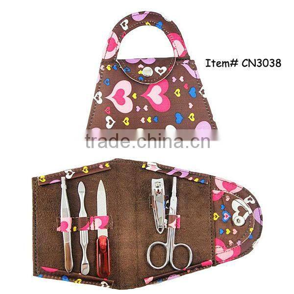 lady hand bag portable manicure set heart lover design gift manicure set